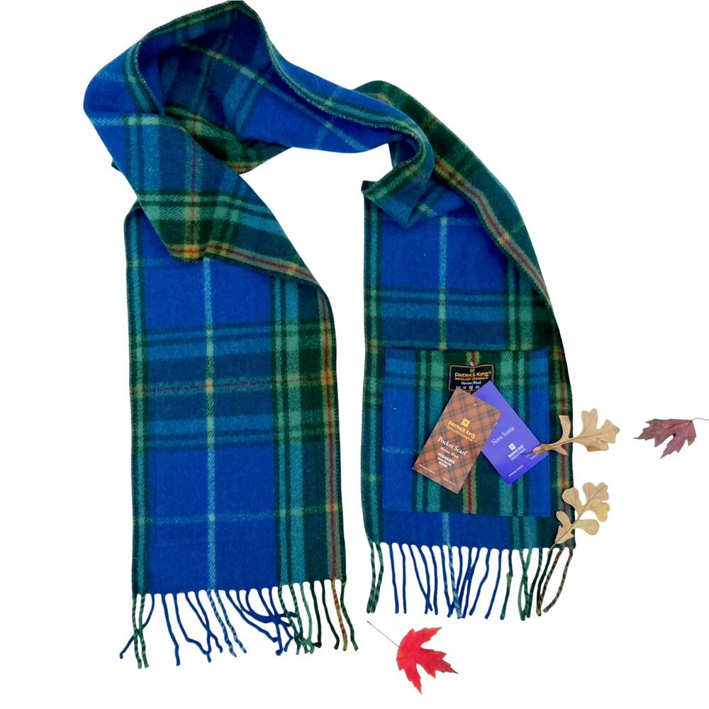 Patrick King Merino Wool Tartan Pocket Scarf Scottish Heritage Coastal Prep Wrap - Picture 3 of 14